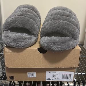 UGG furry slides grey size 3 kids